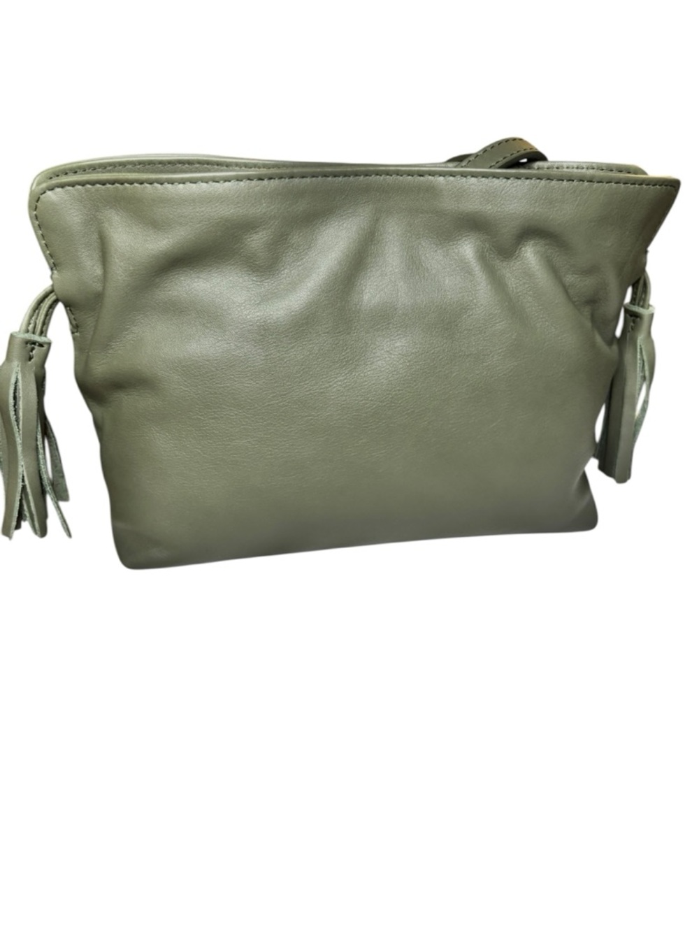JOHNNY WAS Cinch Pouch Italian Leather Crossbody Bag Loden Green NWT - Picture 14 of 17